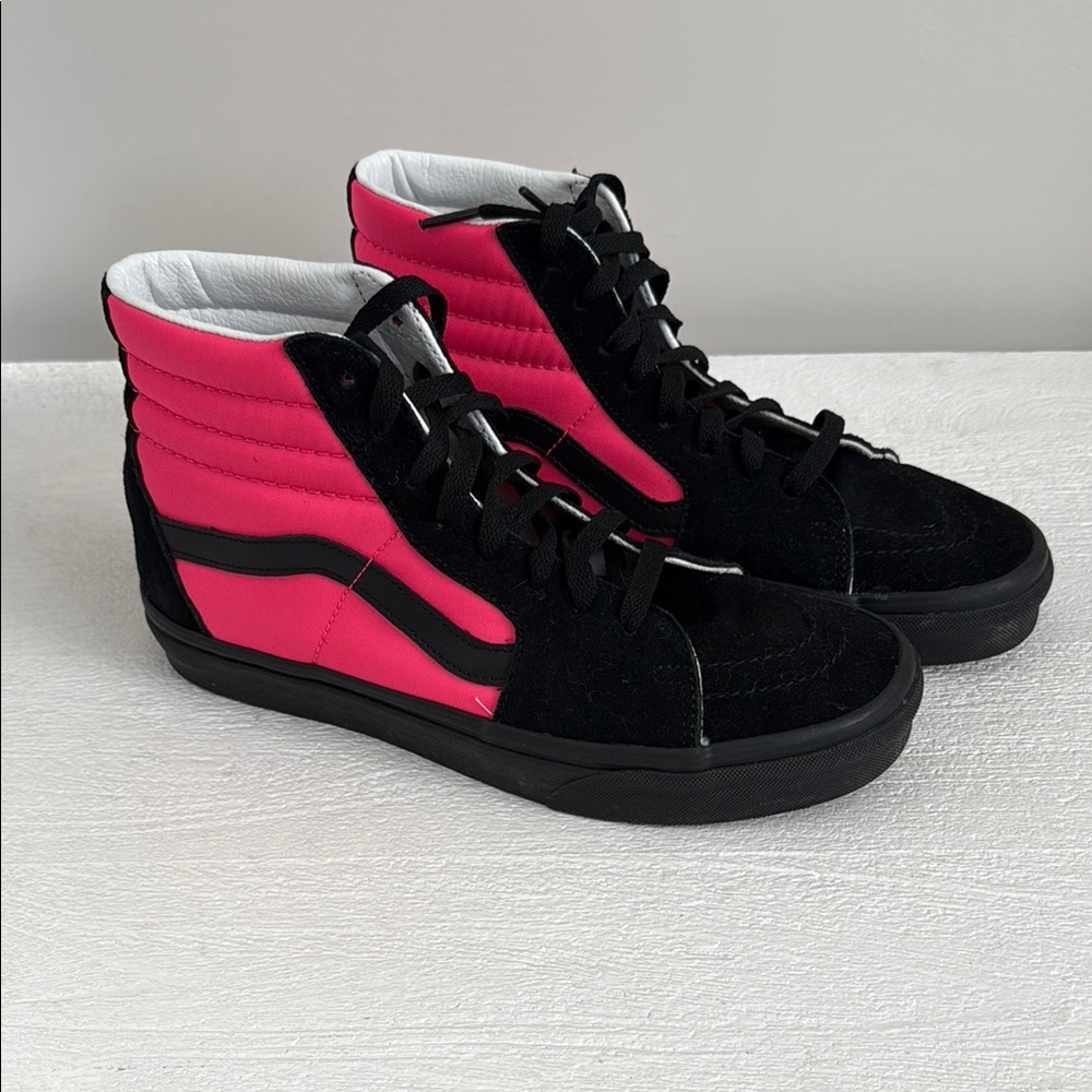 Vans Black and Pink Sk8-Hi  high top Sneakers